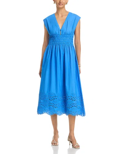 Rails Roxanne Eyelet Embroidered Cotton Midi Dress In Blue