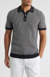 Rails Royce Stripe Knit Polo In Navy Grey