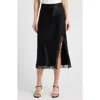 Rails Rylan Crinkle Satin Slip Skirt In Black Crinkle