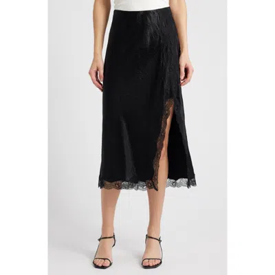 Rails Rylan Crinkle Satin Slip Skirt In Black Crinkle