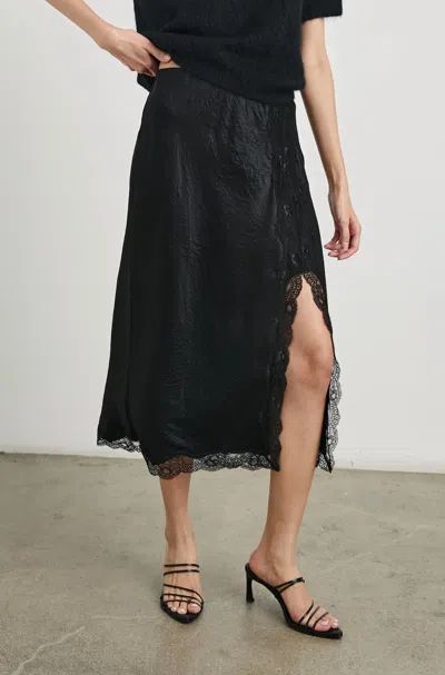Rails Rylan Thigh-slit Midi Skirt In Black Crinkle