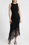 Rails Rylee Sleeveless Fringed Midi Dress In Black