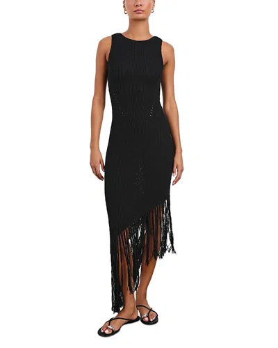 Rails Rylee Sleeveless Fringed Midi Dress In Black