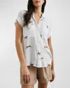Rails Cito Cheetah Print Short Sleeve Linen Blend Button-up Shirt In Safari Cheetah
