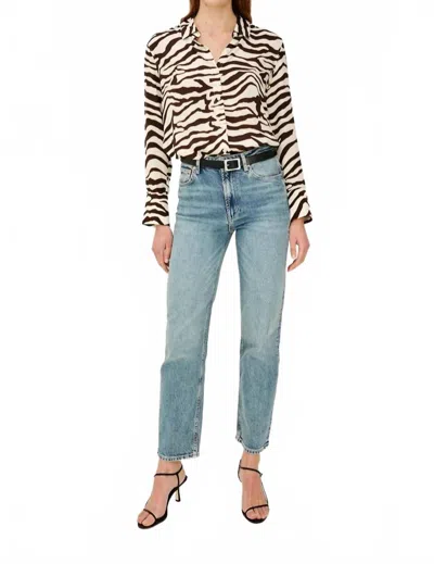 Rails Saige Long Sleeves Shirt In Espresso Zebra In Brown