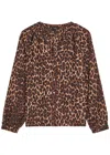 Rails Saint Leopard-print Woven Blouse In Brown
