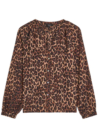 Rails Saint Leopard-print Woven Blouse In Brown