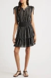 Rails Samina Stripe Smocked Linen Blend Dress