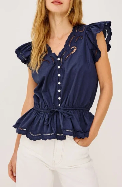 Rails Sandi Petal Sleeve Peplum Top In Blue