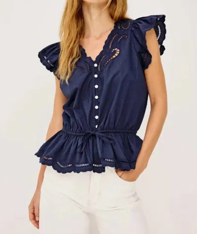 Rails Sandi Top With Flutter Cap Sleeves In Navy In Blue