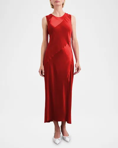 Rails Sanya Paneled Satin Dress In Red
