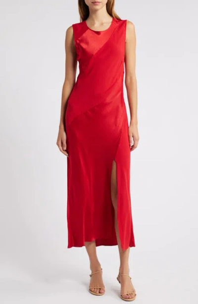 Rails Sanya Paneled Satin Midi Dress In Scarlet