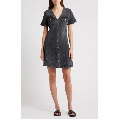 Rails Saratoga Button Front Denim Minidress In Black