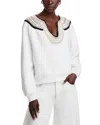 Rails Sava Crochet Stitch Cotton Sweatshirt In Ivory With Crochet