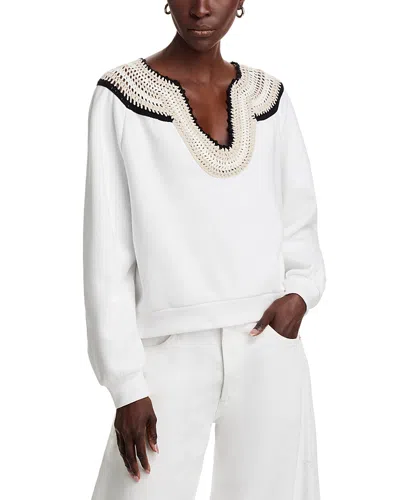 RAILS SAVA CROCHET SPLIT NECK SWEATSHIRT