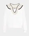 Rails Sava Crochet Stitch Cotton Sweatshirt In Ivory With Crochet