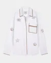 Rails Saya Embroidered Detail Linen Blend Button-up Shirt In White Marine Embroidery