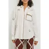 Rails Saya Embroidered Detail Linen Blend Button-up Shirt In White Marine Embroid