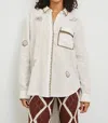 Rails Saya Embroidered Detail Linen Blend Button-up Shirt In White