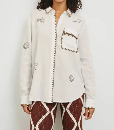 RAILS SAYA MARINE EMBROIDERY BUTTON-DOWN IN WHITE