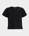 Rails Sayer Organic Cotton Gauze Split Neck Top In Black