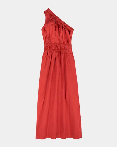 Rails Selani Asymmetric Cotton Poplin Midi Dress In Burnt/brick Orange