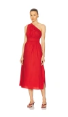 Rails Selani Asymmetric Cotton Poplin Midi Dress In Terracotta