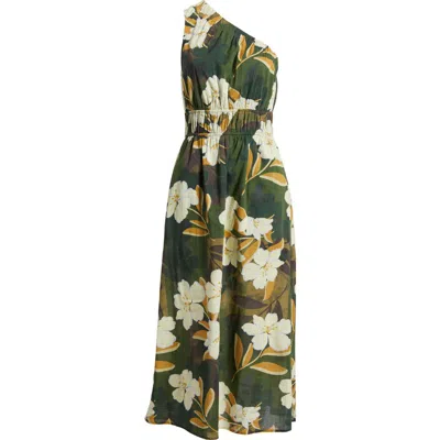Rails Selani Floral One-shoulder Cotton Midi Dress In Plumerias