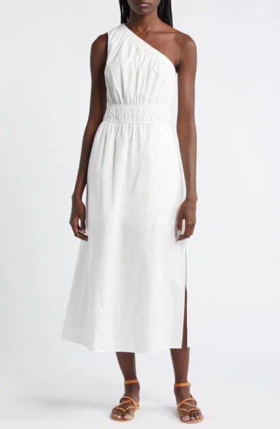 Rails Selani One-shoulder Cotton Blend Midi Dress In White
