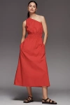 Rails Selani Asymmetric Cotton Poplin Midi Dress In Orange