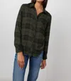 RAILS SHADOW WITH FLOCKED STARS BUTTON DOWN SHIRT IN HUNTER OLIVE