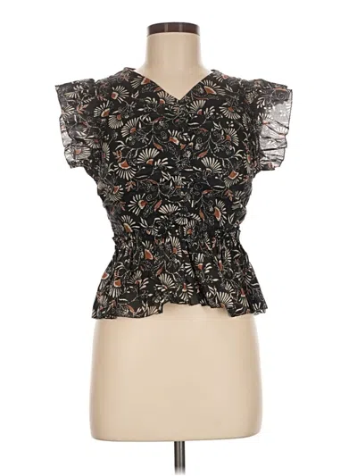 Pre-owned Rails Short Sleeve Blouse In Black