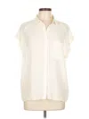 Rails Short Sleeve Silk Top Ivory Collared Neckline Tops In White