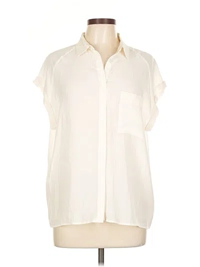 Rails Short Sleeve Silk Top Ivory Collared Neckline Tops In White