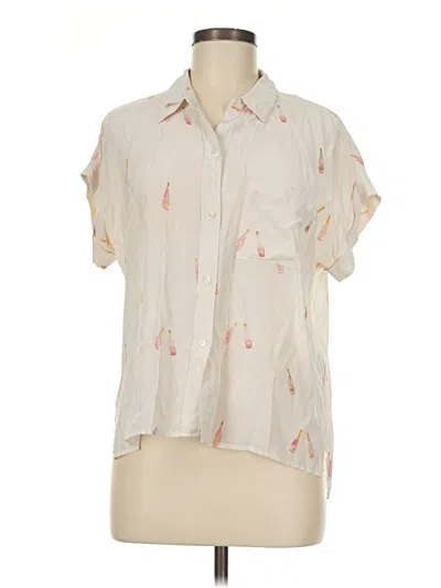 Pre-owned Rails Short Sleeve Silk Top Ivory Floral Pattern Cold Shoulder Neckline Tops