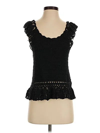 Pre-owned Rails Short Sleeve Top Black Ruffles Neckline Tops