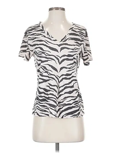 Pre-owned Rails Short Sleeve Top Silver Animal Print Pattern V-neck Tops