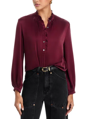 Rails Sien Silk Ruffle Collar Blouse In Burgundy