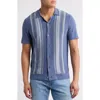 Rails Silas Stripe Knit Cotton Blend Camp Shirt In Blue