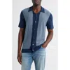 Rails Silas Stripe Knit Cotton Blend Camp Shirt In Blue