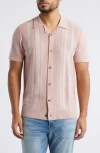 Rails Silas Stripe Knit Cotton Blend Camp Shirt In Pink