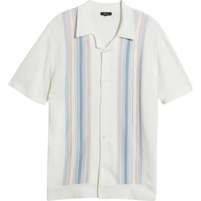 Rails Silas Stripe Knit Cotton Blend Camp Shirt In White Sky Pink Multi