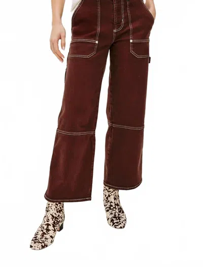 Rails Silverado Wide Leg Jean In Choco Contrast Stitch In Burgundy
