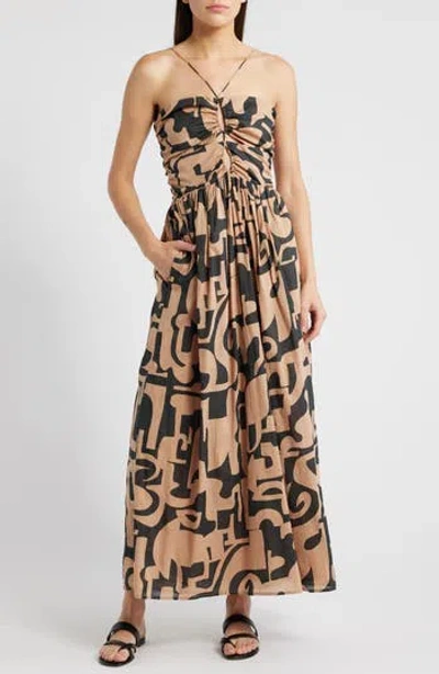 Rails Silvia Geo Print Cutout Maxi Dress In Brown