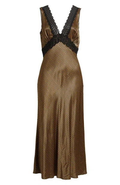 Rails Simona Check Lace Trim Sleeveless Maxi Dress In Brown