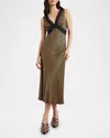 Rails Simona Lace-trim Midi Slip Dress In Gold Houndstooth