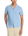 Rails Sinclair Textured Stripe Cotton Camp Shirt In Faded Blue