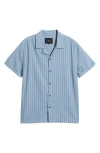 Rails Sinclair Textured Stripe Cotton Camp Shirt In Faded Blue
