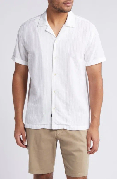 Rails Sinclair Textured Stripe Cotton Camp Shirt In White