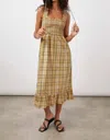 RAILS SMOCKED BODICE GINGHAM DRESS IN YELLOW